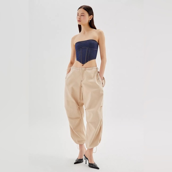 Urban Outfitters Out From Under Strapless Denim Bustier Corset Top Size L - Picture 4 of 11